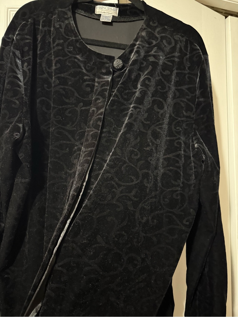 Vintage Principals The Bay Black Velvet Button Up 2X - Picture 9 of 12